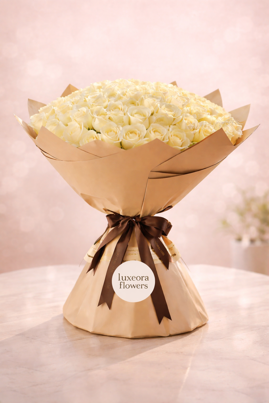 Bouquet of 100 White Roses