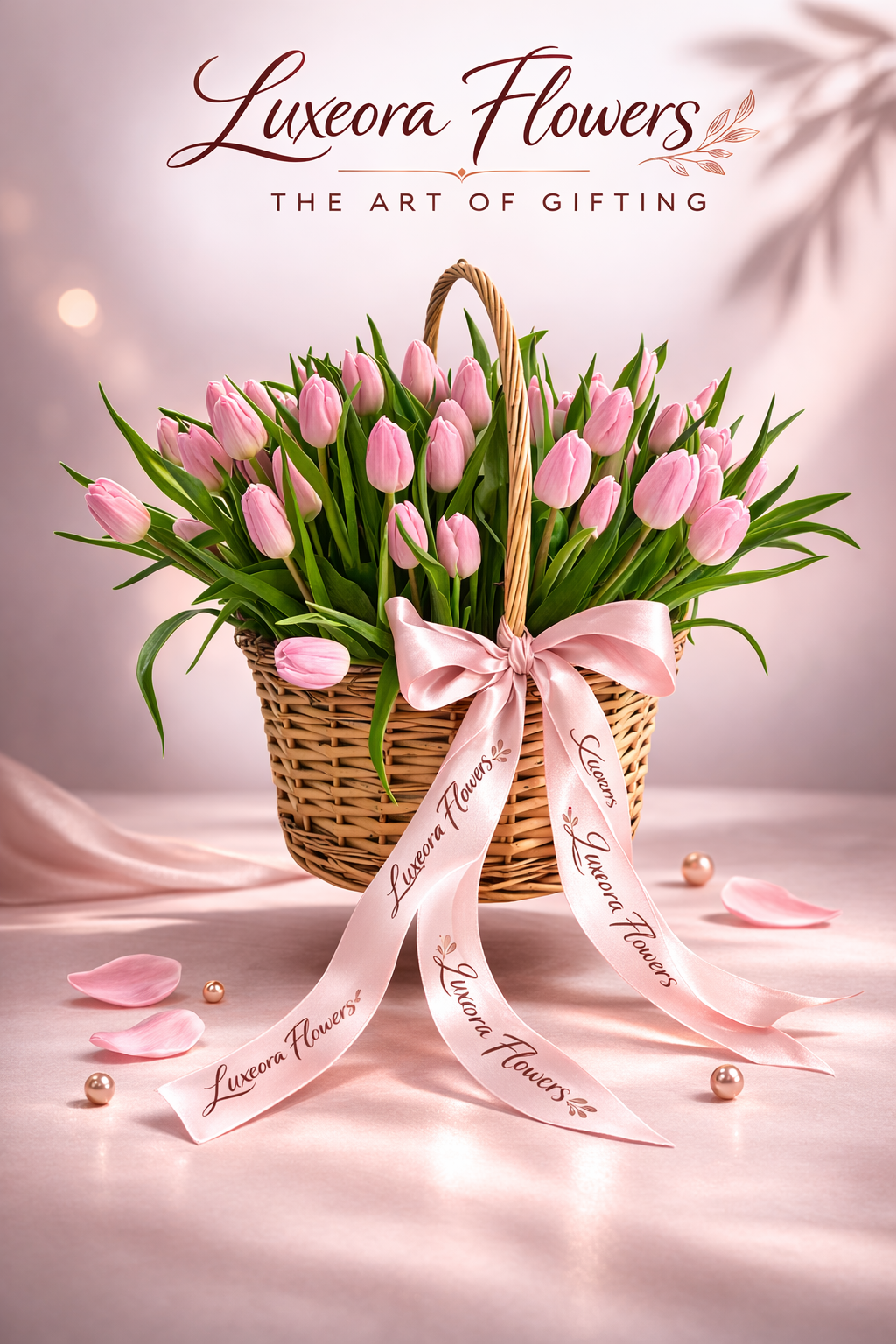 51 Pink Tulip Basket