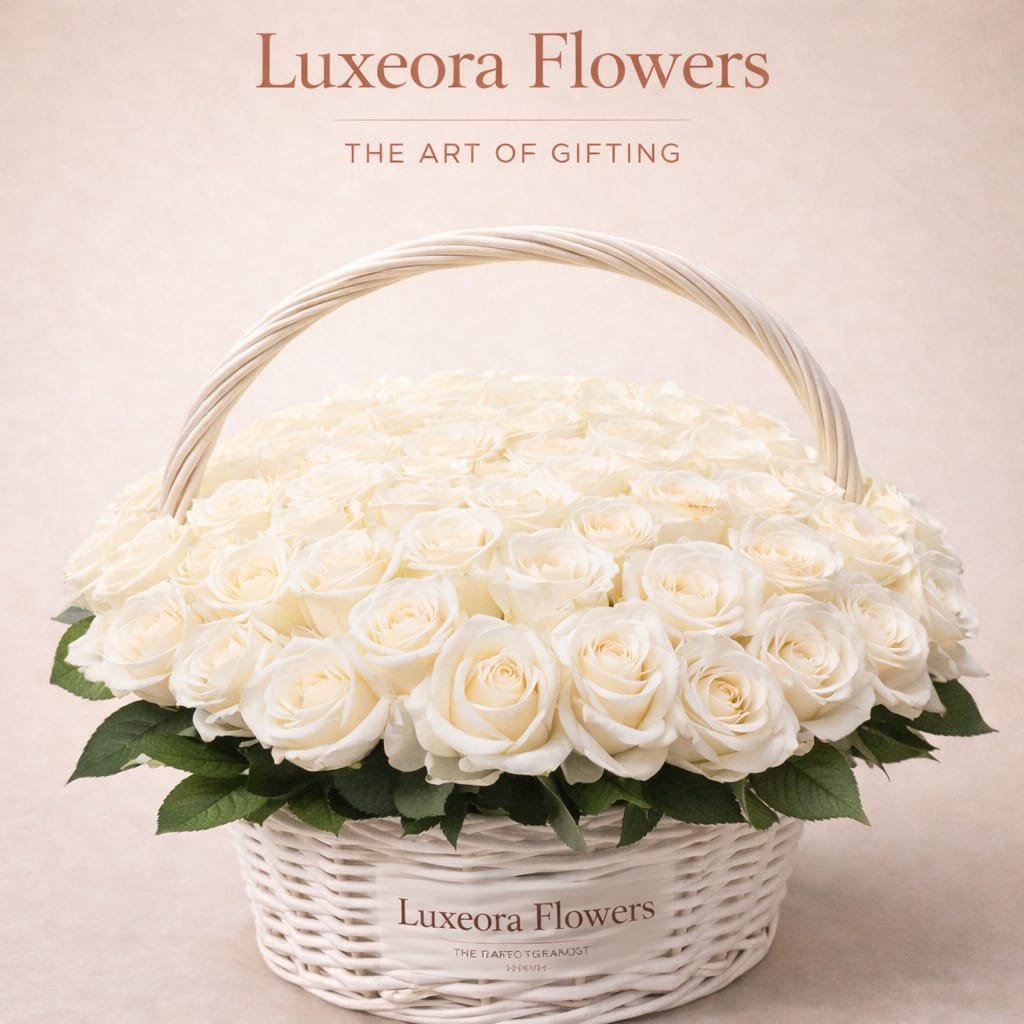 50 - 40 white rose basket